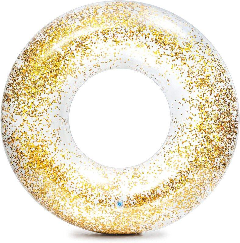 

Intex Glitter Tube Inflatable Swimming Pool Float Raft Ring, Gold/White