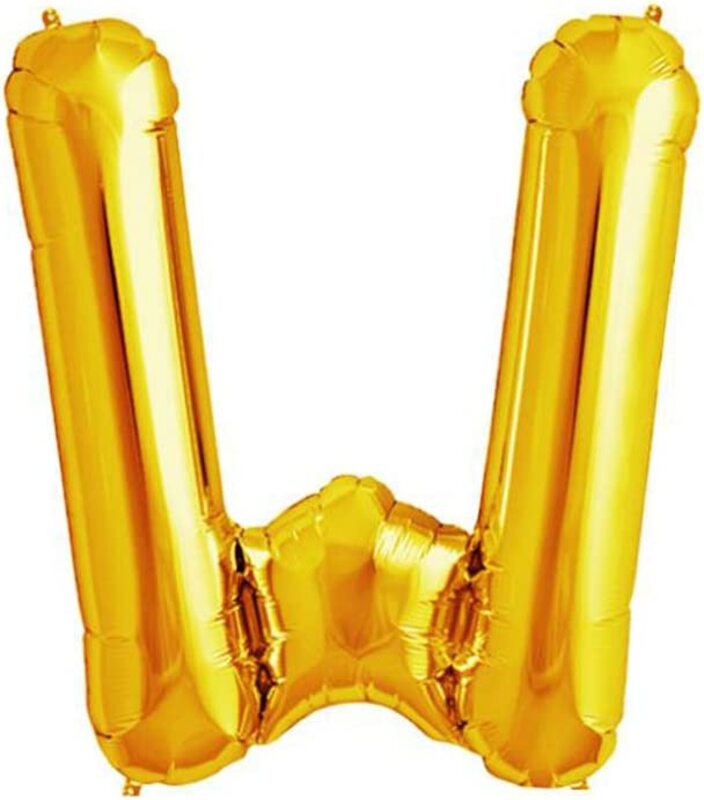 Beautiful 40-inch Alphabet W Foil Balloon, Pack of 1 Unit, Golden