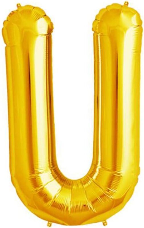 43-inch Letter "U" Alphabet Foil Balloon, Golden