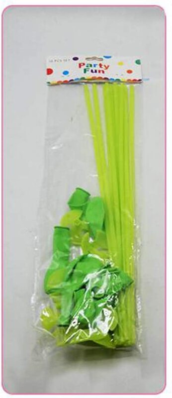 Party Fun Beautiful 10-inch Balloons with Stick & Holder, Pack of 10 Units, Green