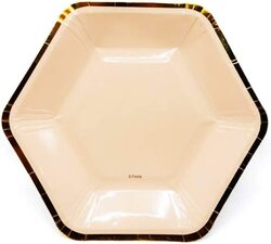 9-inch 6-Piece Hexagonal Party Paper Plate Set, Peach