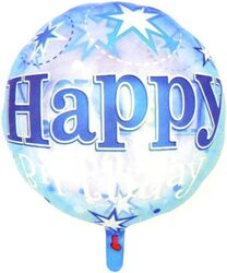 Happy Birthday Transparent Latex Round Foil Helium Balloon, 18-inch, Blue