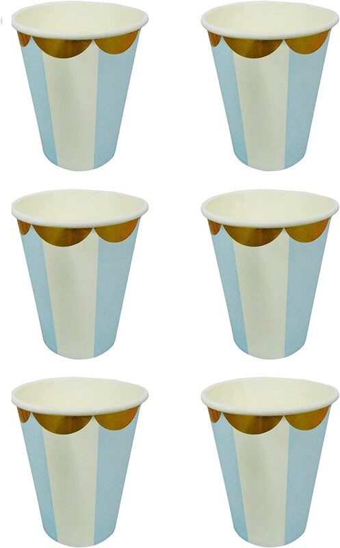 6-Piece Party Fun Party Paper Cup Set, White/Blue
