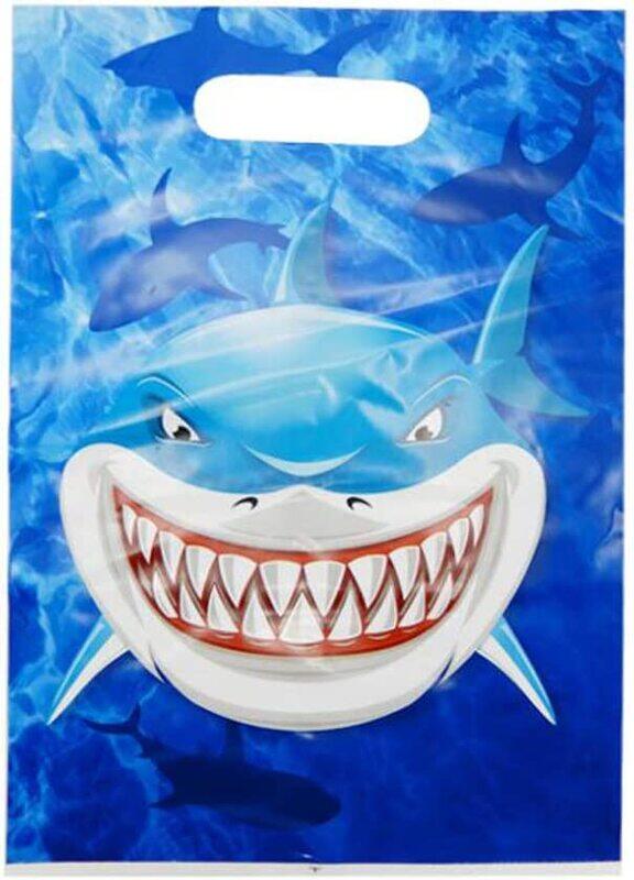 

Generic Party Fun Shark Design PE Loot Bag Set, 10 Pieces, 8 x 12", Blue