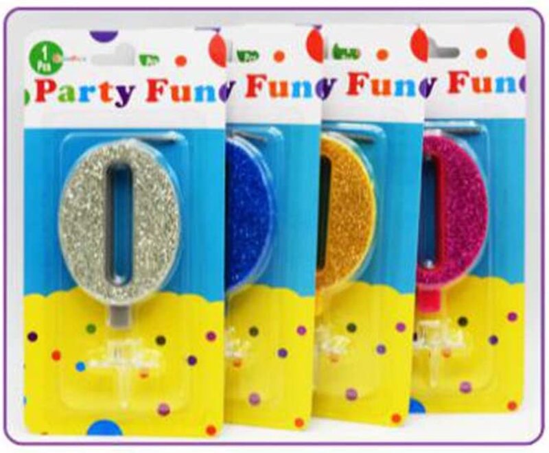 Party Fun Glitter Sparkling 0 Number Candle, Pink