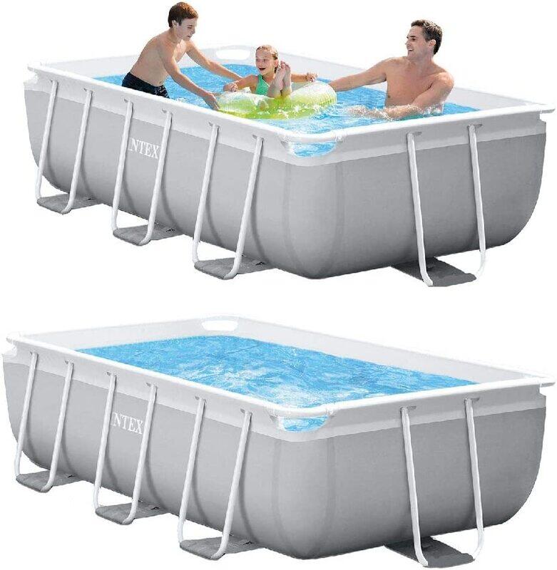 Intex Prism Frame Rectangular Pool Set, Grey