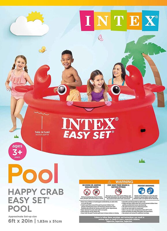 Intex Happy Crab Easy Above Ground Pool Set, 6-Feet x 20-Inch, 26100EH, Red