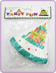 Party Fun Beautiful Happy Birthday Designed Paper Hat, 6-Inch, 6 Pieces