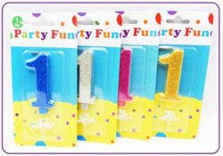 Party Fun Glitter Sparkling 1 Number Candle, Pink
