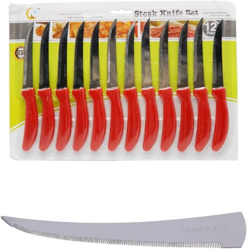 12-Piece Strong & Beautiful Kitchen Fruit Knife, Red
