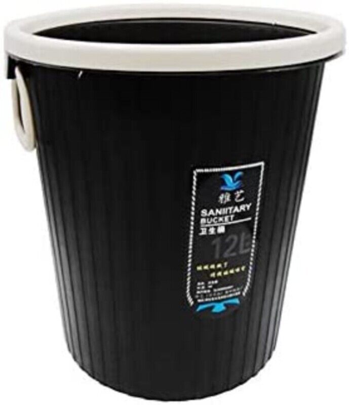 

Generic Fashionable Plastic Trash Can (Sanitary Bucket) for Everyday Use, 12 Litres, Black