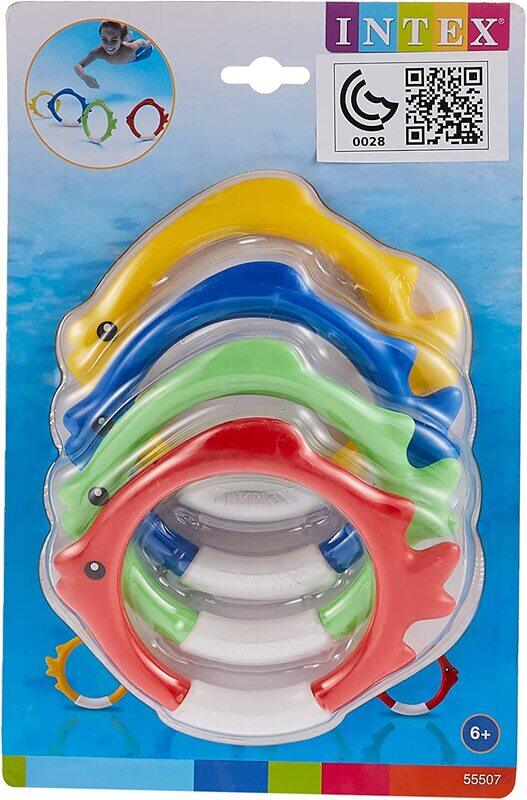 

Intex Diving Swimming Pool Kids Toy Play Underwater Fish Rings, 4 Pieces, 55507, Multicolour