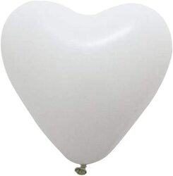10-Inch Party Fun Heart Shape Latex Balloon, 12 Pieces, White
