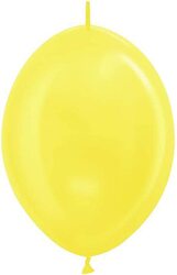 Sempertex 12-Inch Link O Loon Latex Balloons, 25 Pieces, Metallic Yellow