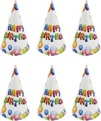 Happy Birthday Balloon Design Paper Hat, 6-Incn, 6 Pieces