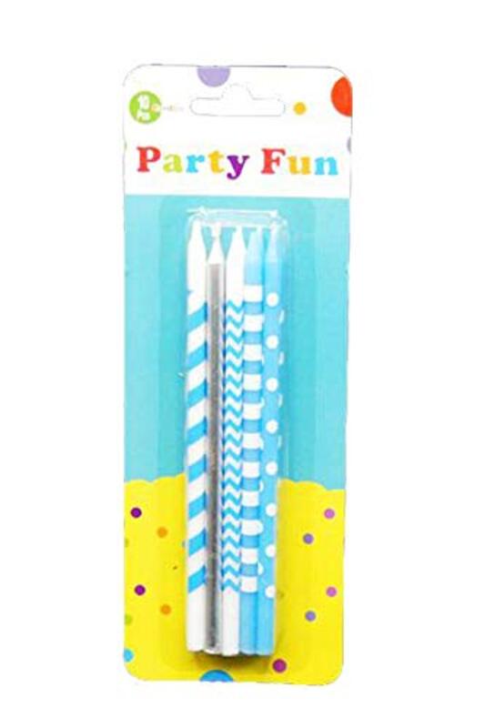 Party Fun Dot Printed Candle, 10 Piece, Blue