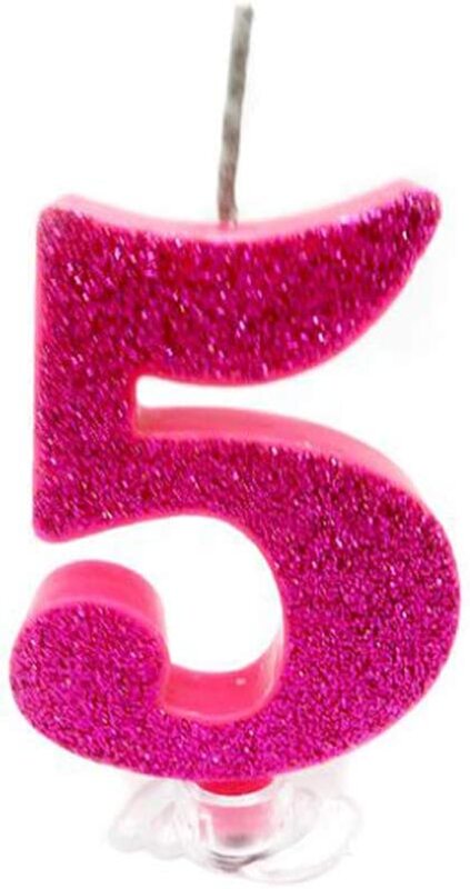 Party Fun Glitter Sparkling 5 Number Candle, Pink