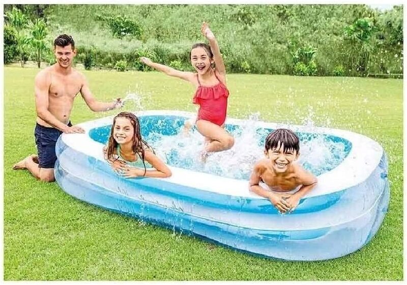 Intex Swim Centre Inflatable Family Swimming Pool, 56483, White/Blue