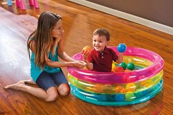 Intex Inflatable Baby Pool Ring Toy with 50 Balls Pit, Ages 1+