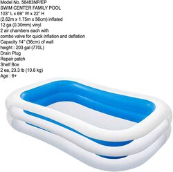 Intex Swim Centre Inflatable Family Swimming Pool, 56483, White/Blue