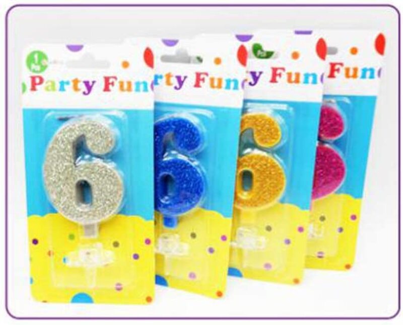 Party Fun Glitter Sparkling 6 Number Candle, Pink