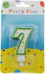 Party Fun Number 7 Number Happy Birthday Candle, White