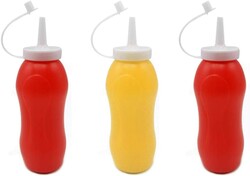 Plastic Sauce Squeeze Bottles with Lid, 3 Pieces, Multicolour