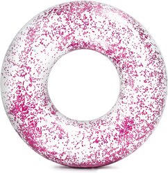 Intex Transparent Glitter Tube Inflatable Swimming Pool Float, White/Pink