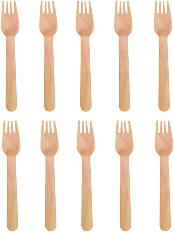 24-Piece Party Fun Wooden Fork, Brown