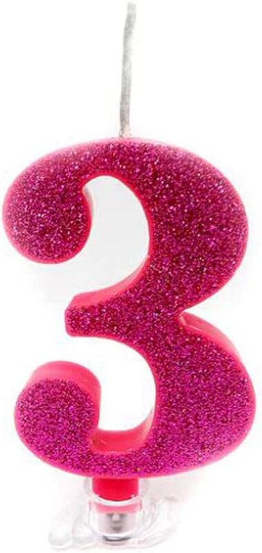 Party Fun Glitter Sparkling 3 Number Candle, Pink