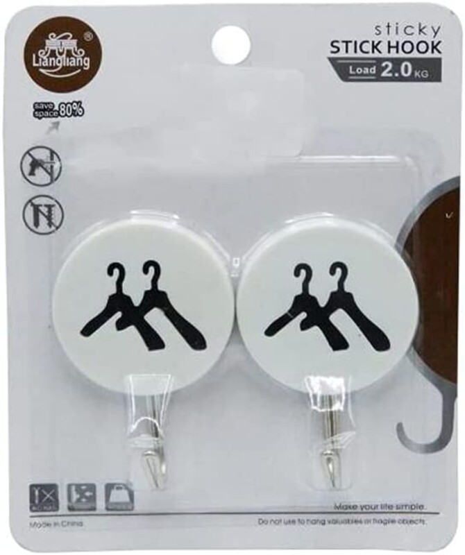 Beautiful Design Sticky Adhesive Hooks, 2 Pieces, White/Black