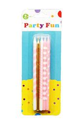 Party Fun Dot Printed Candle, 10 Piece, Pink