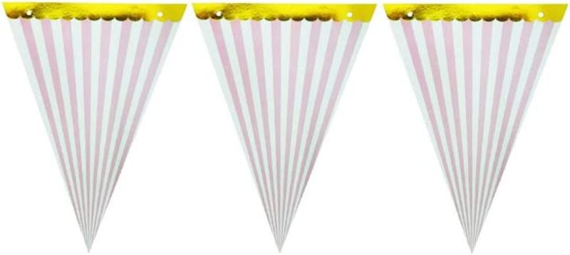 3-Meter Fun Paper Banner for Party Supplies and Decorations, 10 Pieces, Pink/White