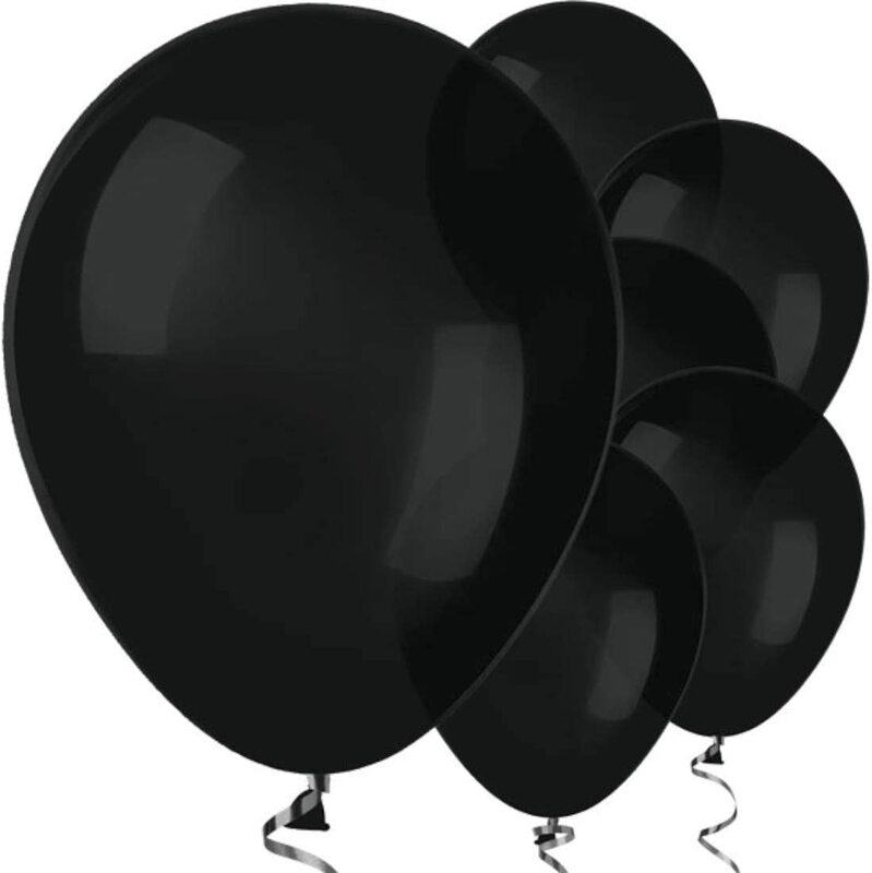 Amscan 20000781 12-inch Latex Balloons, 50 Pieces, Black
