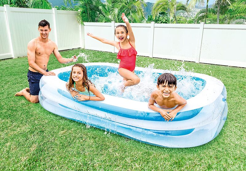 Intex Swim Centre Inflatable Family Swimming Pool, 56483Np, White/Blue