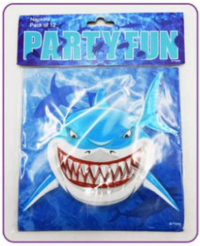 Party Fun Shark Printed 2 Ply Napkin Set, 12 Pieces, Blue