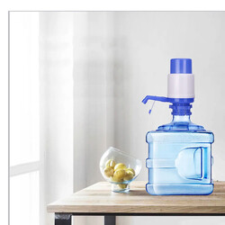 Water Bottles Pump Blue Manual Hand Pressure Drinking Fountain