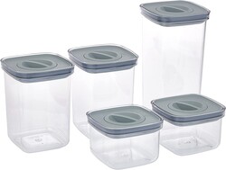 Airtight Storage Containers with Vacuum Lid, 5 Pieces, Grey