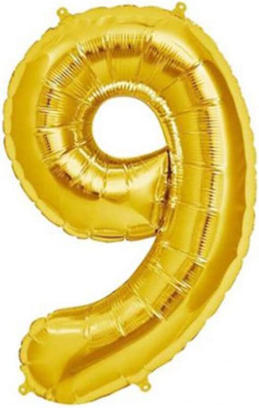 Beautiful 40-inch Number 9 Foil Balloon, Pack of 1 Unit, Golden