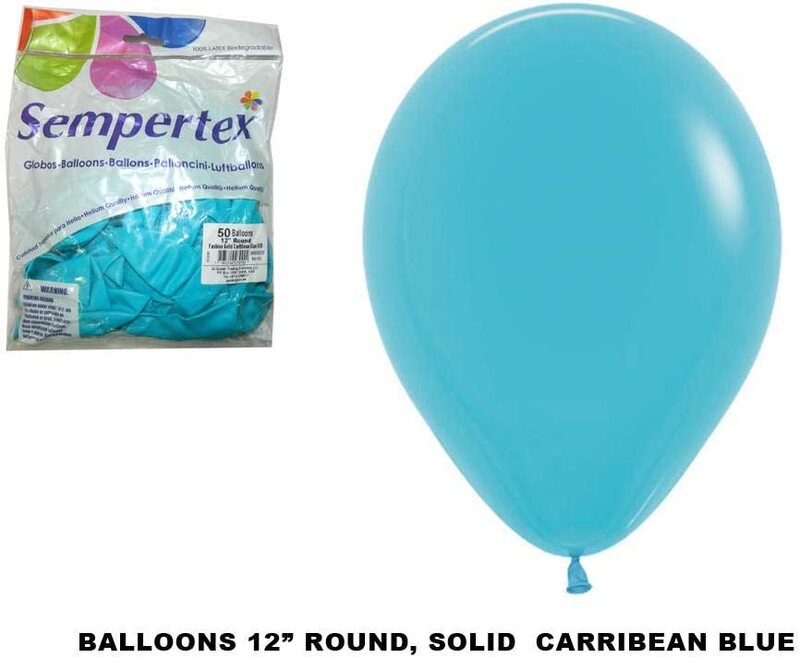 Sempertex 12-Inch Latex Balloons, 50 Pieces, Caribbean Blue