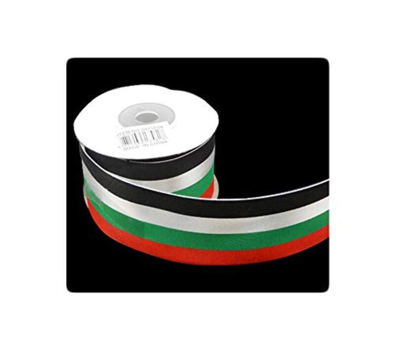 

Generic Nylon Solid Ribbon Roll with UAE Flag Design, 4cm x 10 Yards