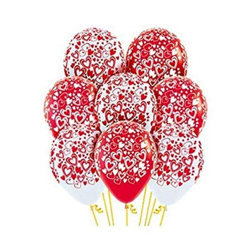 

Sempertex 12-inch All Over Double Hearts Printed Latex Round Balloons, 12 Pieces, Fashion Assorted