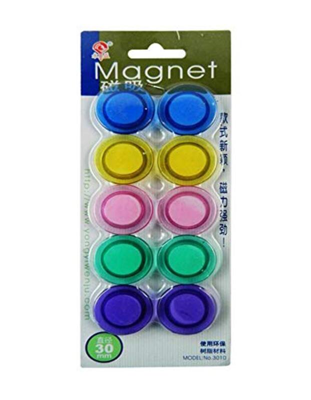 Beautiful Round Crystal Clear Magnets, 10 Piece, Multicolour