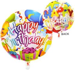 Happy Birthday Transparent Latex Round Foil Helium Balloon, 18-Inch, Multicolour