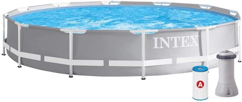 Intex Prism Frame Pool with Pump, 26712, 366 x 76cm, Grey