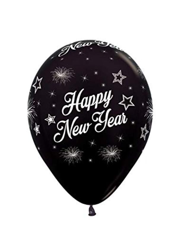 Sempertex 12-Inch Happy New Year Balloon, 12 Pieces, Satin & Metallic Assorted