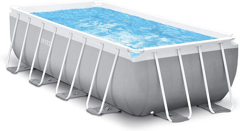 Intex Prism Frame Rectangular Pool Set, 4m x 2m x 1.22m, Grey