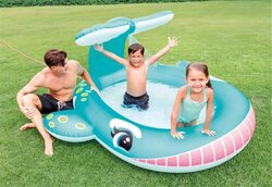 Fassturef Inflatable Whale Water Spray Kiddie Pools Paddling Pools, Blue
