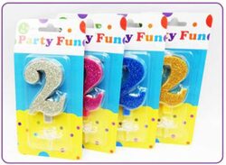 Party Fun Glitter Sparkling 2 Number Candle, Pink