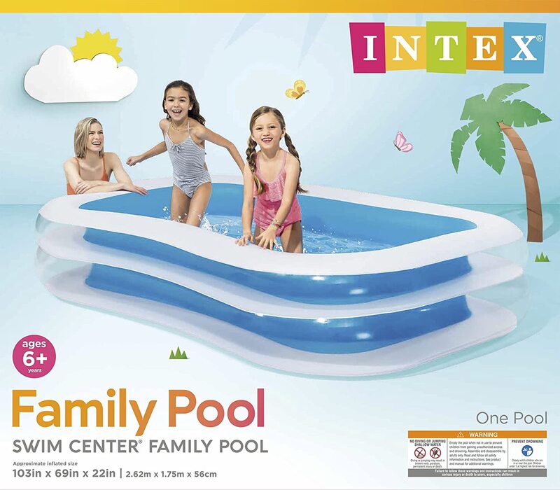 Intex Swim Centre Inflatable Family Swimming Pool, 56483Np, White/Blue
